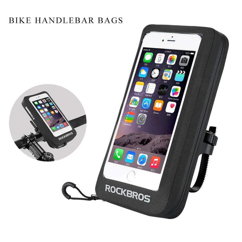 ROCKBROS, сумка для шоссейного велосипеда MTB, 6 дюймов, водонепроницаемая, отражающая, мотоциклетная, велосипедная, с сенсорным экраном, зеркало заднего вида, руль, поворотные велосипедные сумки - Цвет: Handlebar bag