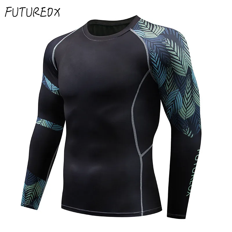 Hot Men's Exercise MMA Long Sleeve T-Shirt Men's Compression Shirt Fitness Bodybuilding Men's Sportswear Set Tops 