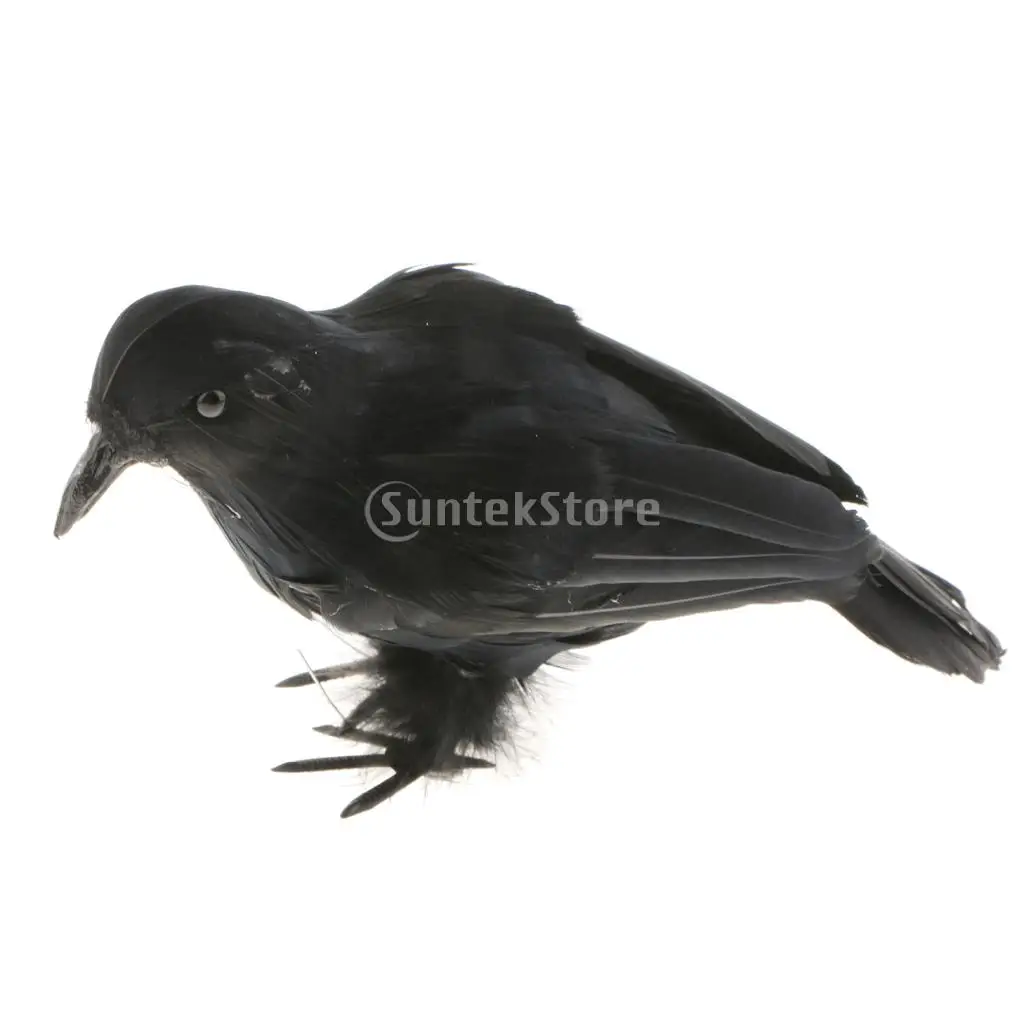 

MagiDeal Black Feathered Simuloation Fake Crows Birds Ravens PhotoProps Halloween Tree Decorations