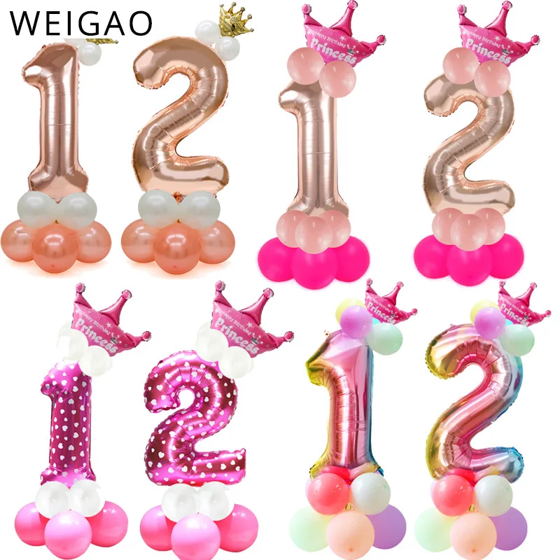 

WEIGAO Birthday Balloons Rose Gold Number Foil Balloons 0 1 2 3 4 5 6 7 8 9 Years Happy Birthday Party Decorations Kids Globos