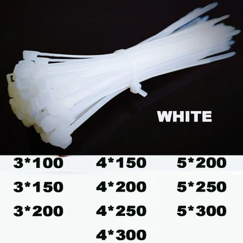 

Self-Lock cable ties Plastic Nylon Wire ties Cable Zip Ties 3*100 3*150 3*200 4*150 White 1000pcs Nylon Ties Fasten Loop Cable