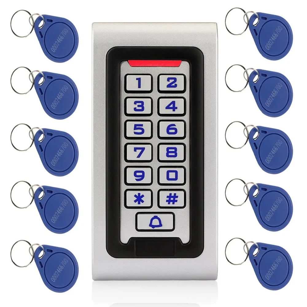 

Waterproof IP68 RFID 125KHZ ID Keypad Single Door Stand-alone Access Control Metal Case&Wiegand 26 bit+10pcs RFID Cards F1215