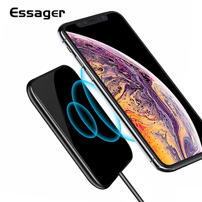 

Essager 10W Qi Wireless Charger For iPhone XS Max Samsung S9 Xiaomi mi Ultra thin Desktop Wireless Charging Pad Wirless Charger