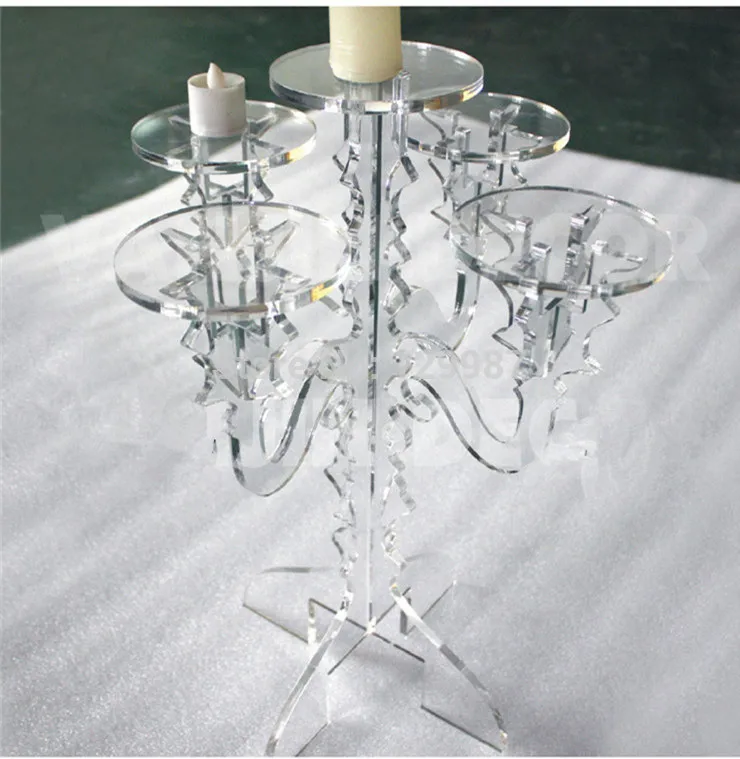 

24PCS 25INCH European Clear Acrylic Candle Holder ,PlexiglassTea Light Candelabra chandelier With 5 Cups