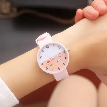 

Cartoon Children's Watch Pink Silicone Fish Student Wristwatch Baby Design Quartz Clock Safety Kid Birthday Gift Watches Lovely