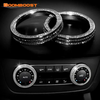 

BOOMBOOST 2psc For Benz GLE260 GLK300 CLS GL M GLS SLK SL G silver air conditioning knob rhinestone decoration large circle (2)