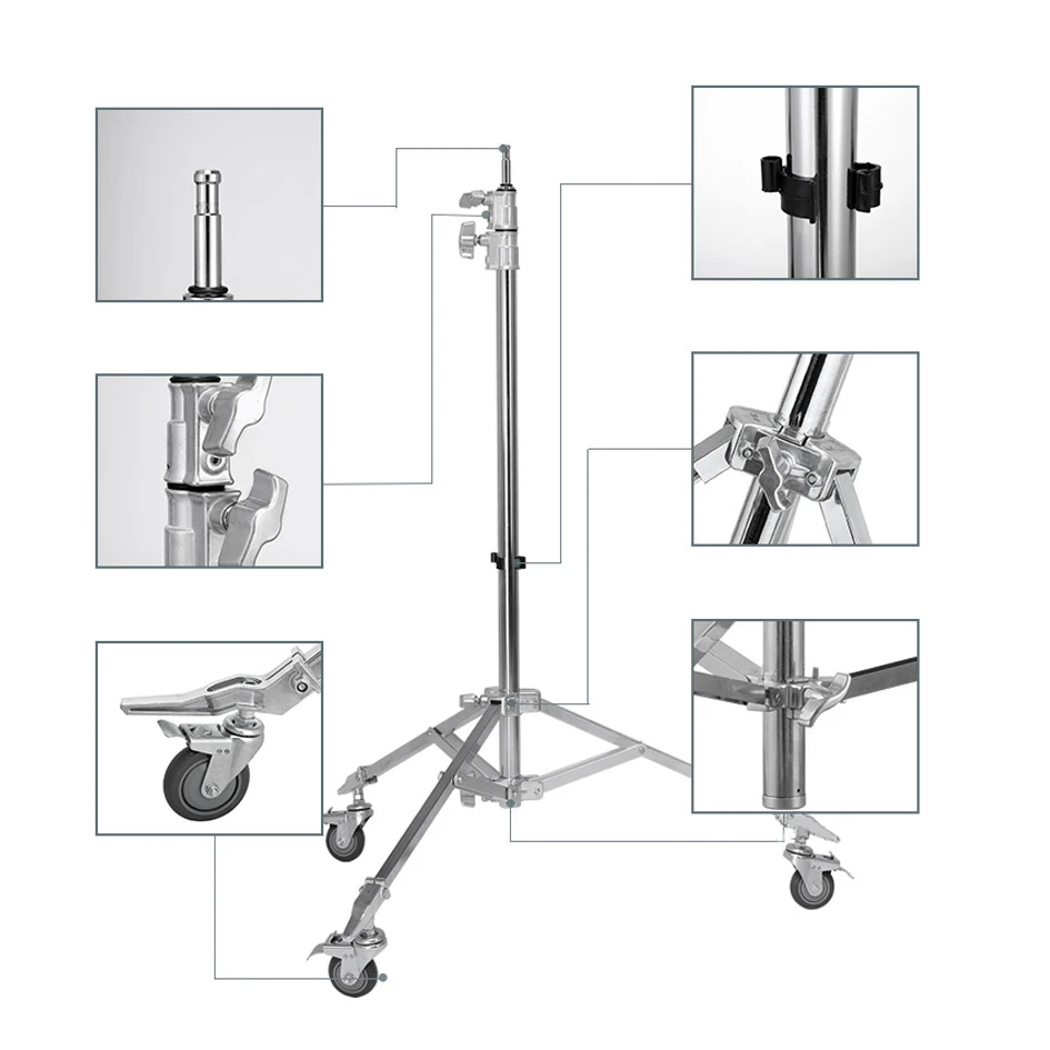 ALUMOTECH 10 Feet height Load 22 lbs Heavy Tripod stand with wheel For camera studio Moive