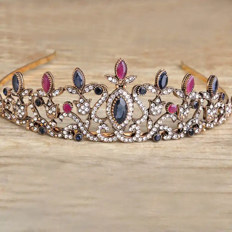 Blucome Turkish Wedding Hair Accessories Tiaras For Bridal Arcylic