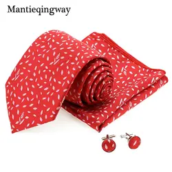 Mantieqingway Мода Полиэстер Печати Галстук платок Запонки Наборы для Для мужчин жаккардовая платок 8,5 см галстук запонки