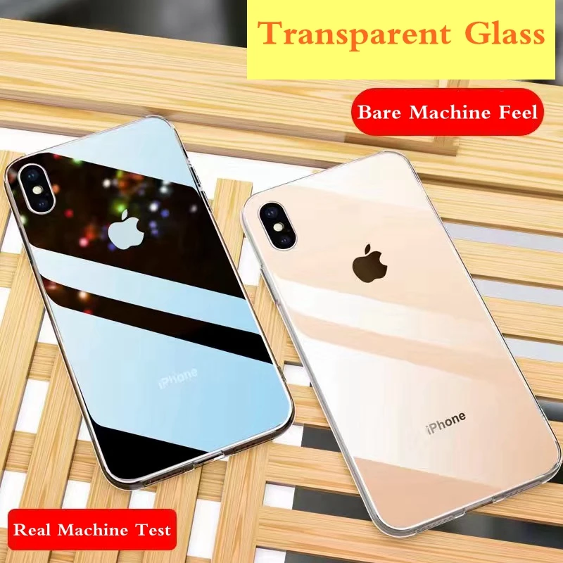 Xwmkai Transparent Tempered Glass Phone Case For Iphone X Xs Xr Xsmax 7 8 Plus Luxury Silicone Back Cover Shell P | Мобильные