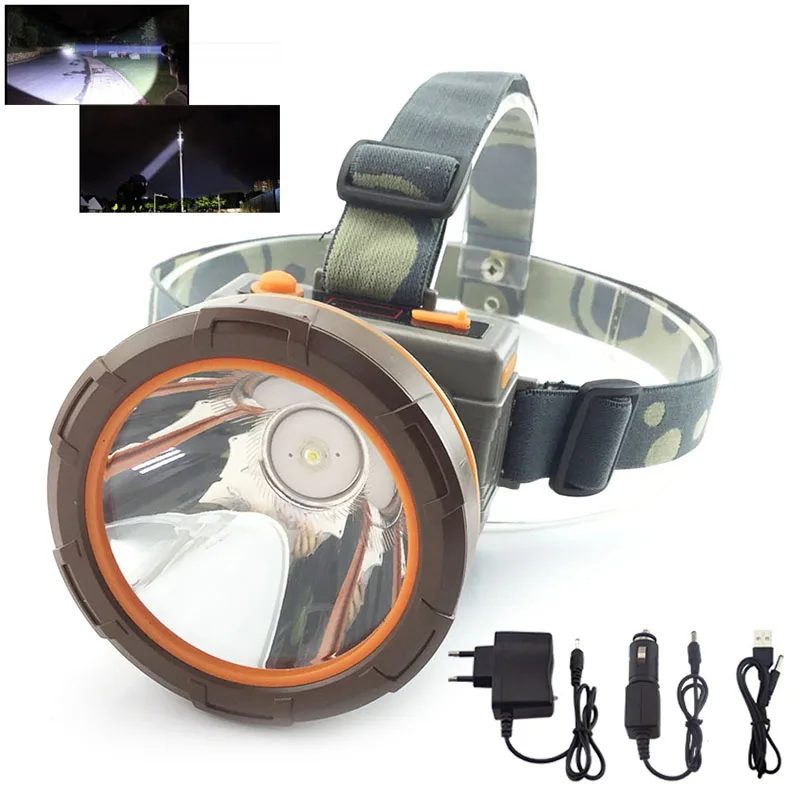 Tocha de Longo Bateria para a para a Pesca 65 de Alta Potência w Levou Farol Super Brilhante Farol Cabeça Alcance Luz Frontale Lampe Pesca Camping