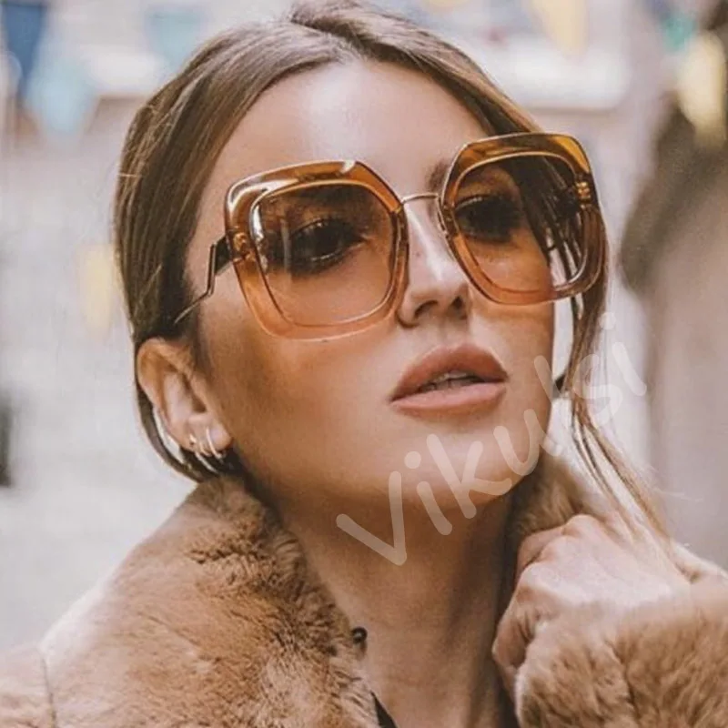 

Women Trendy Square Sunglasses 2019 New Luxury Brand Designer Cat Eye Sun Glasses Women Vintage Eyewear UV400 Gradiend Shades