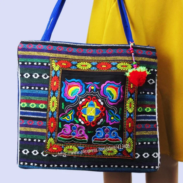 2 Inside Layer Vintage Hmong Linen Bohemian Hobo Tote Bag Embroidery 2 Inside Layer Vintage Hmong Linen Bohemian Hobo Tote Bag Embroidery Handbags Large Ping Shoulder