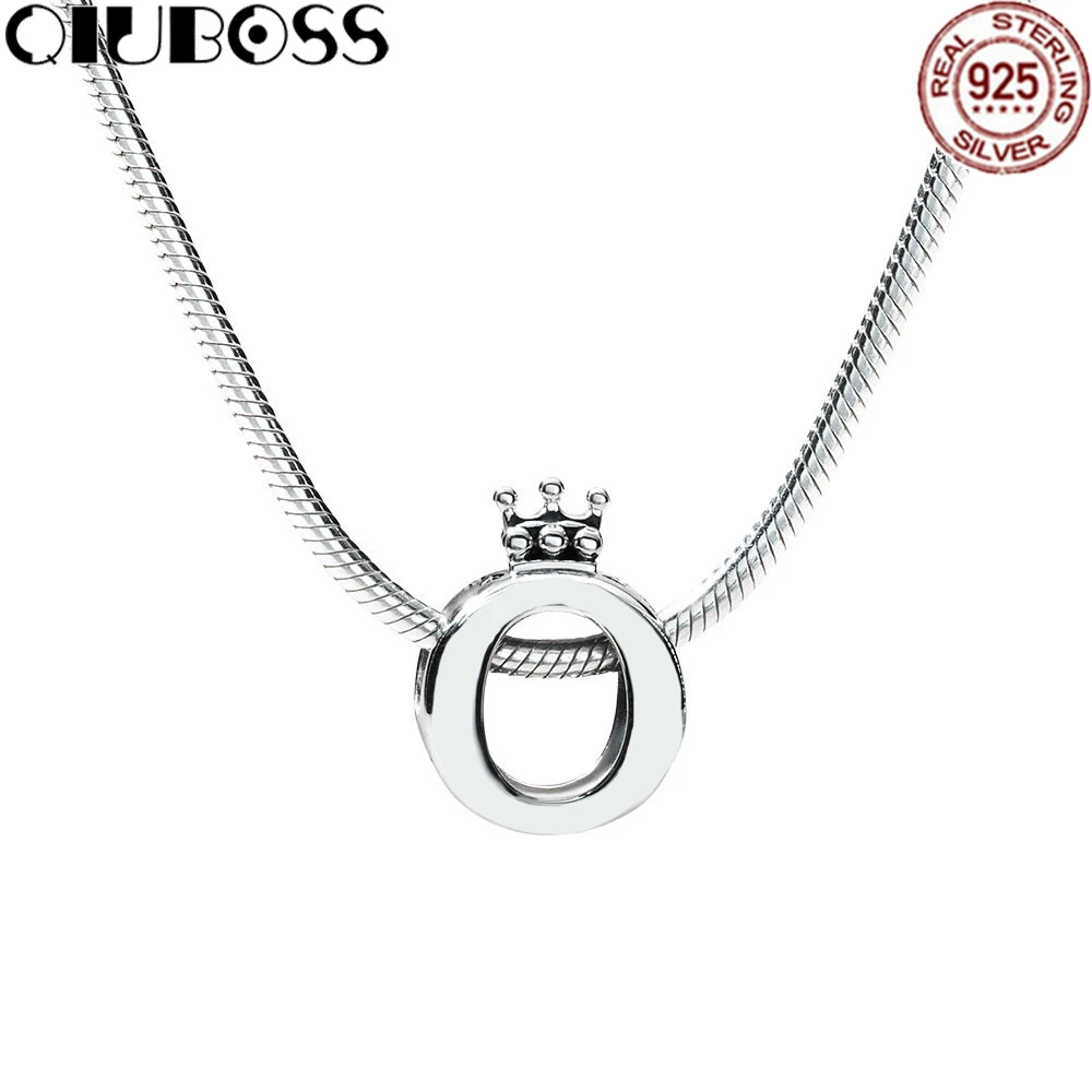

QIUBOSS 925 Sterling Silver Crown necklace Set Fit Charm Original Necklace A Set Of Prices RAU0485