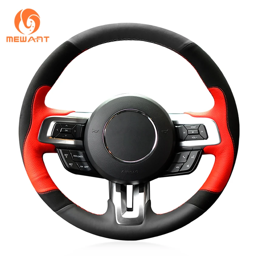 MEWANT черная красная кожаная замша для Ford Mustang 2015 2016 2017 2018 2019 2020|car steering wheel cover|steering
