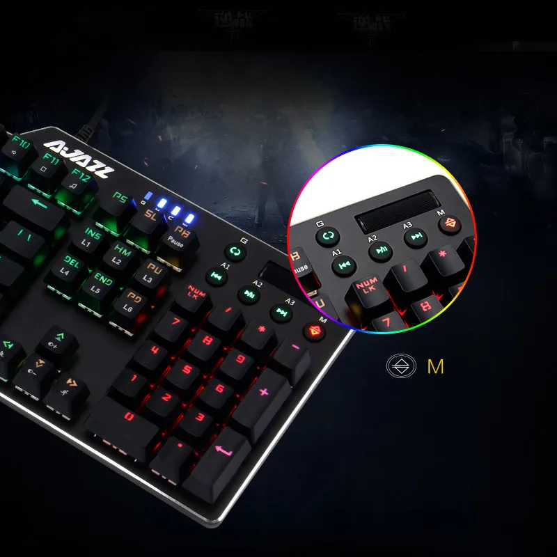 Проводная игровая клавиатура RGB с черным валом для компьютерных игр механическая