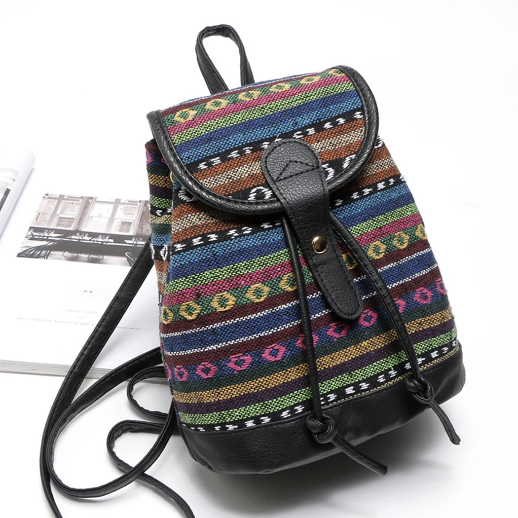 Women Ethnic Style Backpack Female Canvas Backpack Printing Travel ...