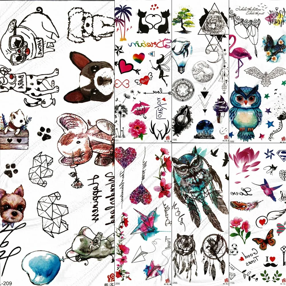 

Small Funny Dog Animal Design Cartoon Temporary Tattoos For Kids Children Body Art Arm Fake Waterproof Tatoo Paste Paper