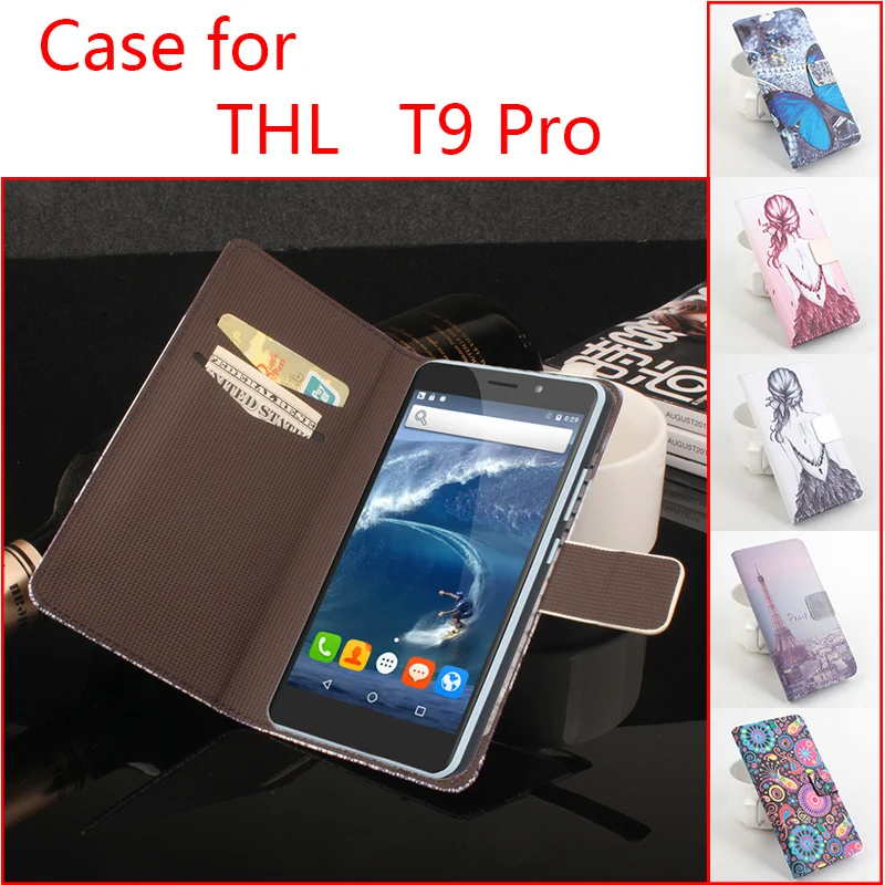 

HongBaiwei Fashion Cases For THL T9 Pro Printed Butterfly Flower Flip Leather Phone Case Cover with Stand Card Slot Holder