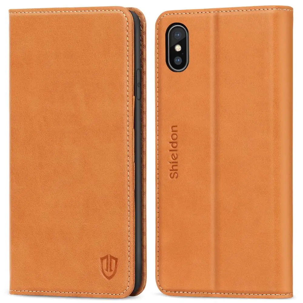 

SHIELDON Wallet Case for iPhone XS MAX【Genuine Leather】Card Slots ID Cards Holder Auto Wake/Sleep【RFID Blocking】Case for XS Max