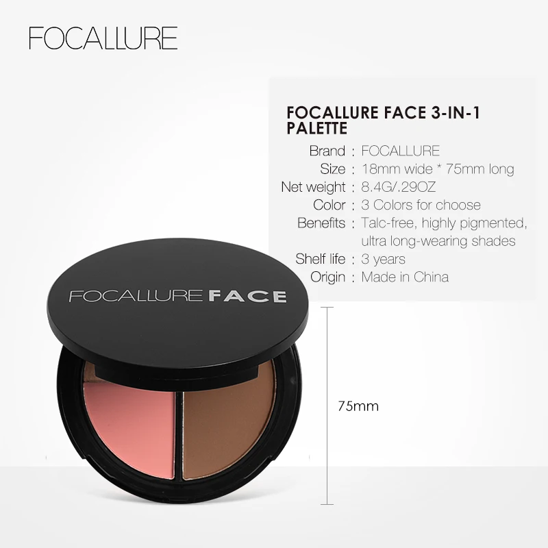 Хайлайтер focallure& Bronzer Палитра для лица блеск для контурного макияжа хайлайтер Румяна Палитра Профессиональные натуральные румяна палитра