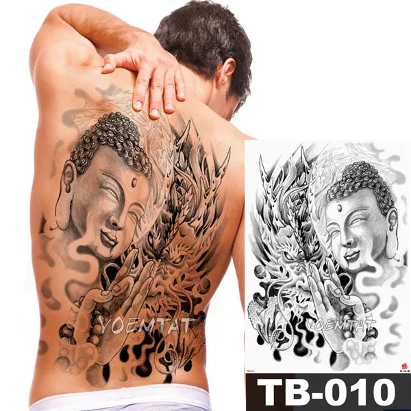 48*35 см полная задняя Водонепроницаемая Временная Вспышка татуировки большие тату-наклейки Феникс Дракон Будда грудь тело для мужчин и женщин - Цвет: 21