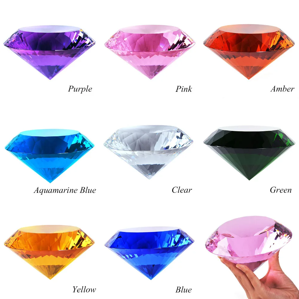 Koop 15 cm kristal glas diamant sieraden craft Diamond Shape Crystal Rhinestone Presse papier Wedding Party Gunsten Woondecoratie Gift