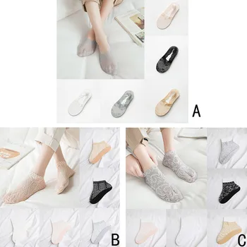 

4 Style Fashion Women Socks Summer Lady Cotton Lace Short Ankle Female Antiskid Invisible Liner No Show Low Cut Socks women