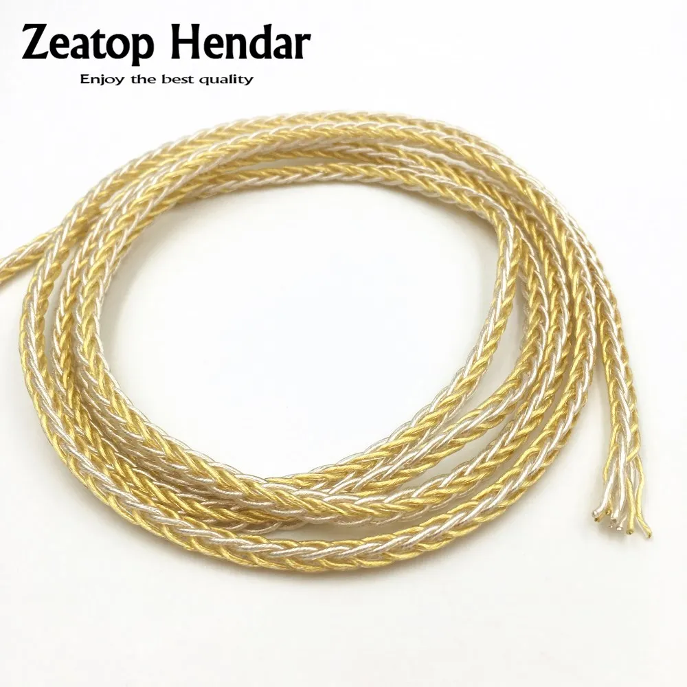 

1Pcs HIFI 6N 19 * 8 Core Earphone Cable DIY Headphone Extreme Soft Audio Wire Pure Single Crystal Copper 4 Silver 4 Gold 1.5M 5M