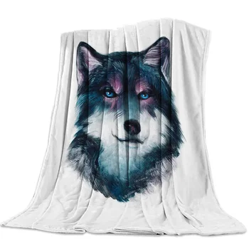 

Hand Drawn Wolf Throw Blanket Soft Warm Microfiber Blanket