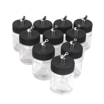 

NEW 10PCS Airbrush Air Brush Glass Bottle Jar 22CC with Suction Lid