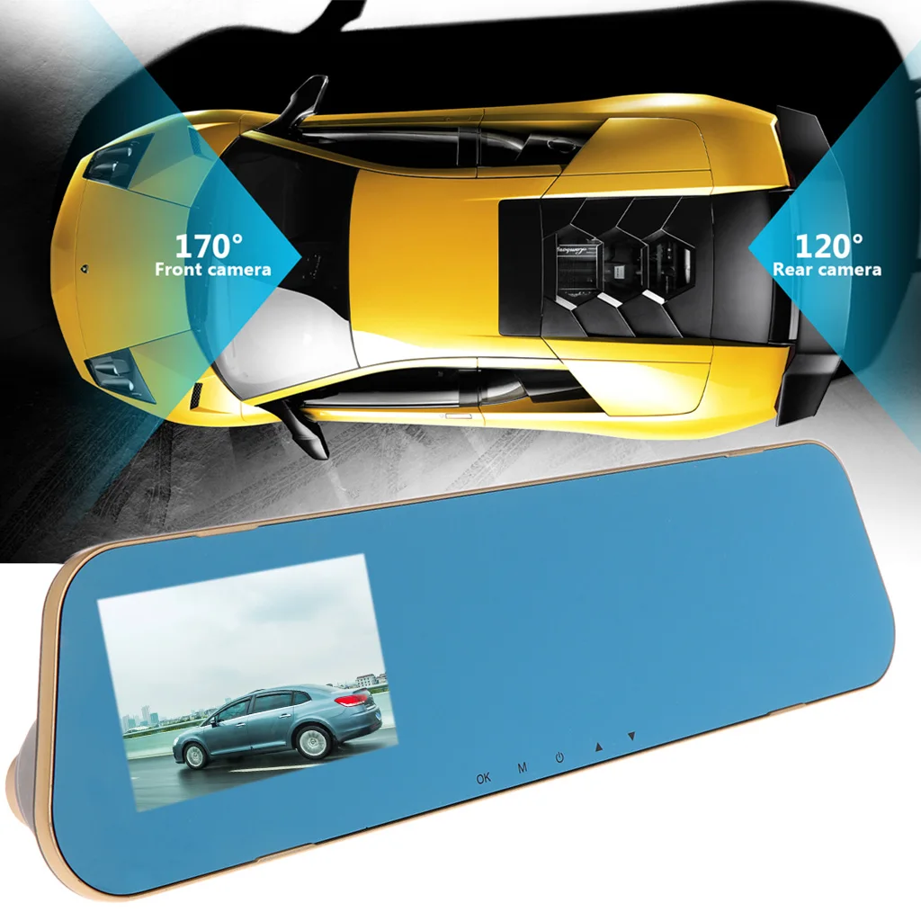 

V40 Vehicle Recorder Two-lens Rear View Mirror Camera Video Dashcamera Full HD