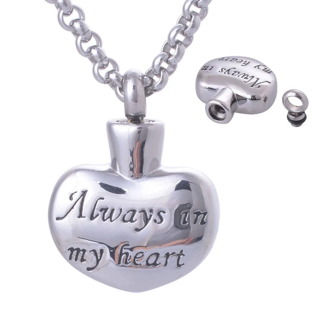 316L Stainless Steel Cremation Pendant Necklace Women Ashes Urn Keepsake Memory Jewelry LY2007