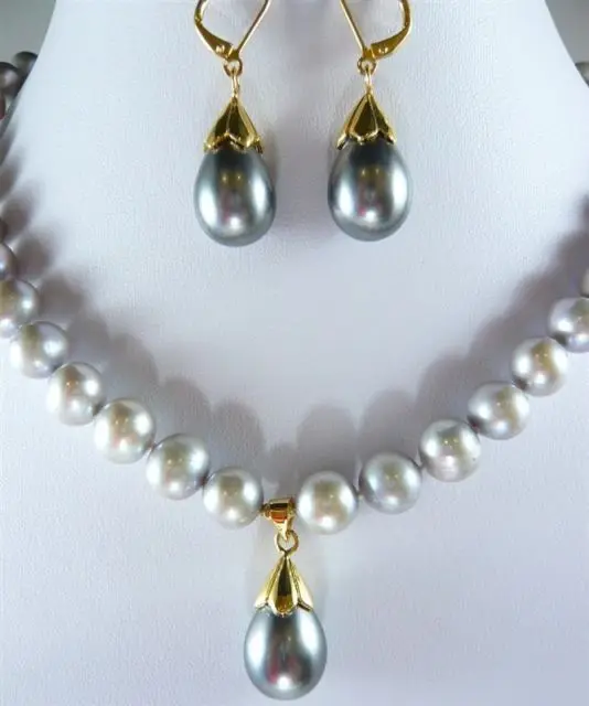 

Free shipping 5 colors Red Jade black gray White Pearl coral Turquoise Necklace Earring A366 set (A0423)
