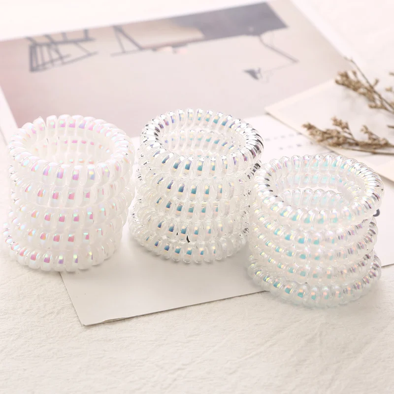 جديد الساطع الملونة المرأة Scrunchies سلك الهاتف خط الشعر الأربطة المطاطية مرونة Hairbands حبل للبنات إكسسوارات الشعر