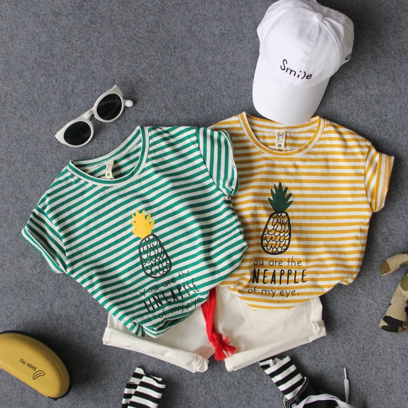

100-140cm height new 2019 summer boys cartoon striped t shirt boys fashion style summer t shirt kids summer clothing