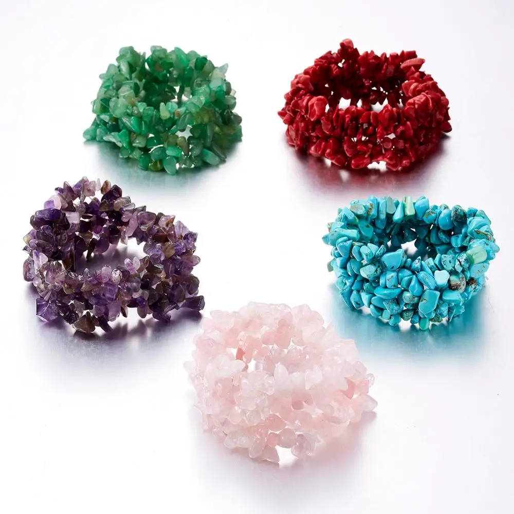 

Rinhoo 1PC 5 Colors Natural Gravel Stone Crystal Elastic Rope Chain Bracelet Accessories Gift For Women Female Charm Bracelet