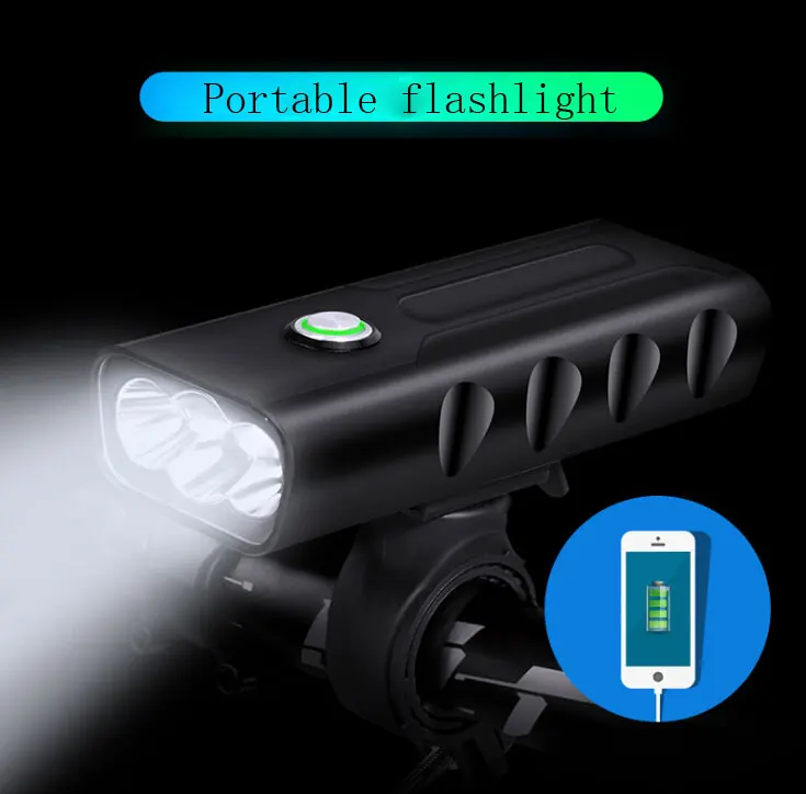 

Portable flashlight 3*L2/T6 USB Rechargeable Built-In 5200mAh 3Modes Bicycle Light Waterproof Headlight Bike Lights