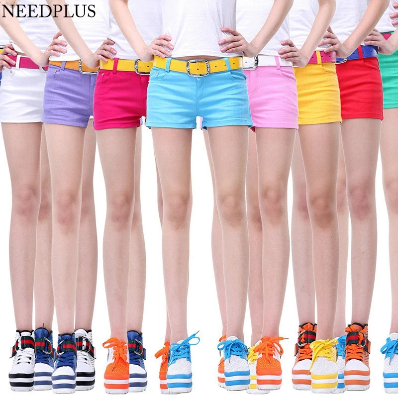 2019 Shorts pour femme Denim Shorts femmes coton bonbon couleur courte Jeans pour femmes taille moyenne noir blanc Sexy court Feminino