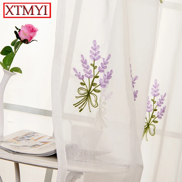 Best Offers Purple Embroidered tulle Curtains for living room sheer linen curtains window for girls bedroom Custom Made Best Offers Purple Embroidered tulle Curtains for living room sheer linen curtains window for girls bedroom Custom Made