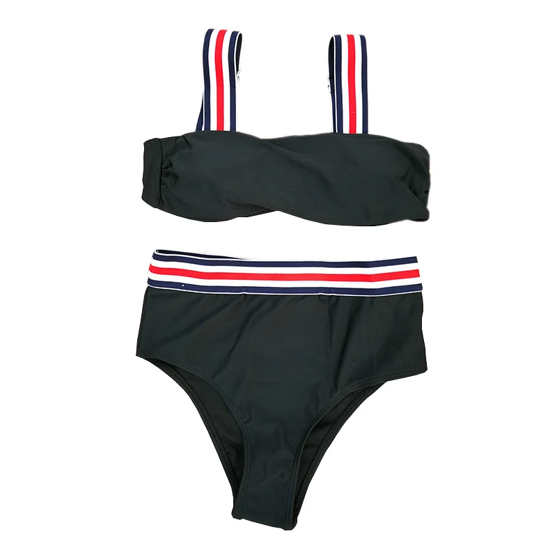 

Girl Bikini High Waist Split Swimwear Patchwork Design Woman Sexy Swimsuit Halter Top Beachwear Bathing Dress Biquini SCL442
