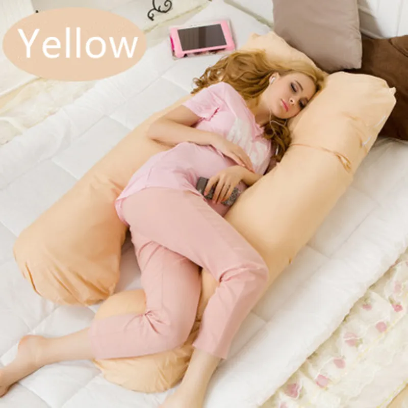 U беременность удобные подушки 130*70 см материнский пояс тело характер Подушка для беременных и кормящих беременных боковые Шпалы - Цвет: yellow