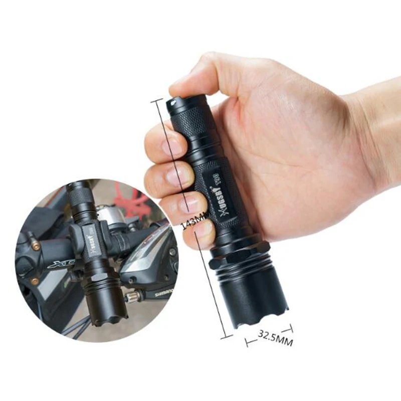 

Water Resistant CREE U2 LED Tactical Military Flashlight, 3 Light Files 930 Lumens Handy LED Torch Using 18650 / 16340 / CR123