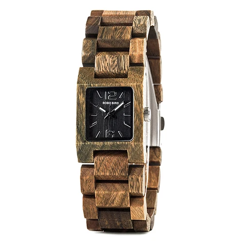 Деревянные женские часы женские деревянные часы BOBO BIRD бамбуковые наручные часы кварцевые квадратные в деревянной коробке подарок для подруги - Цвет: Green sandalwood