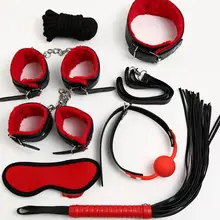 NewBondage Сексуальная 7 Шт./компл. Комплект Секс Фетиш Связывание Секс Игрушки для Пар, Зажимы Для сосков Ноги Наручники Кляп Кнут Воротник маска Для Глаз
