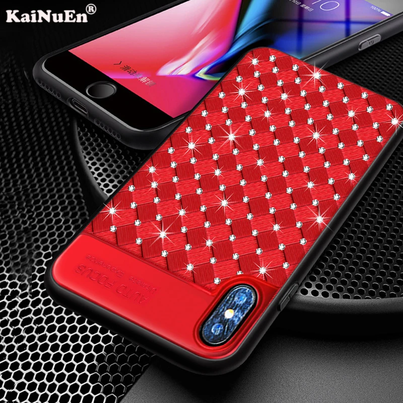 

KaiNuEn glitter diamond luxury phone back coque cover case for apple iphone x xr xs max cases fashion jewelled silicone silicon
