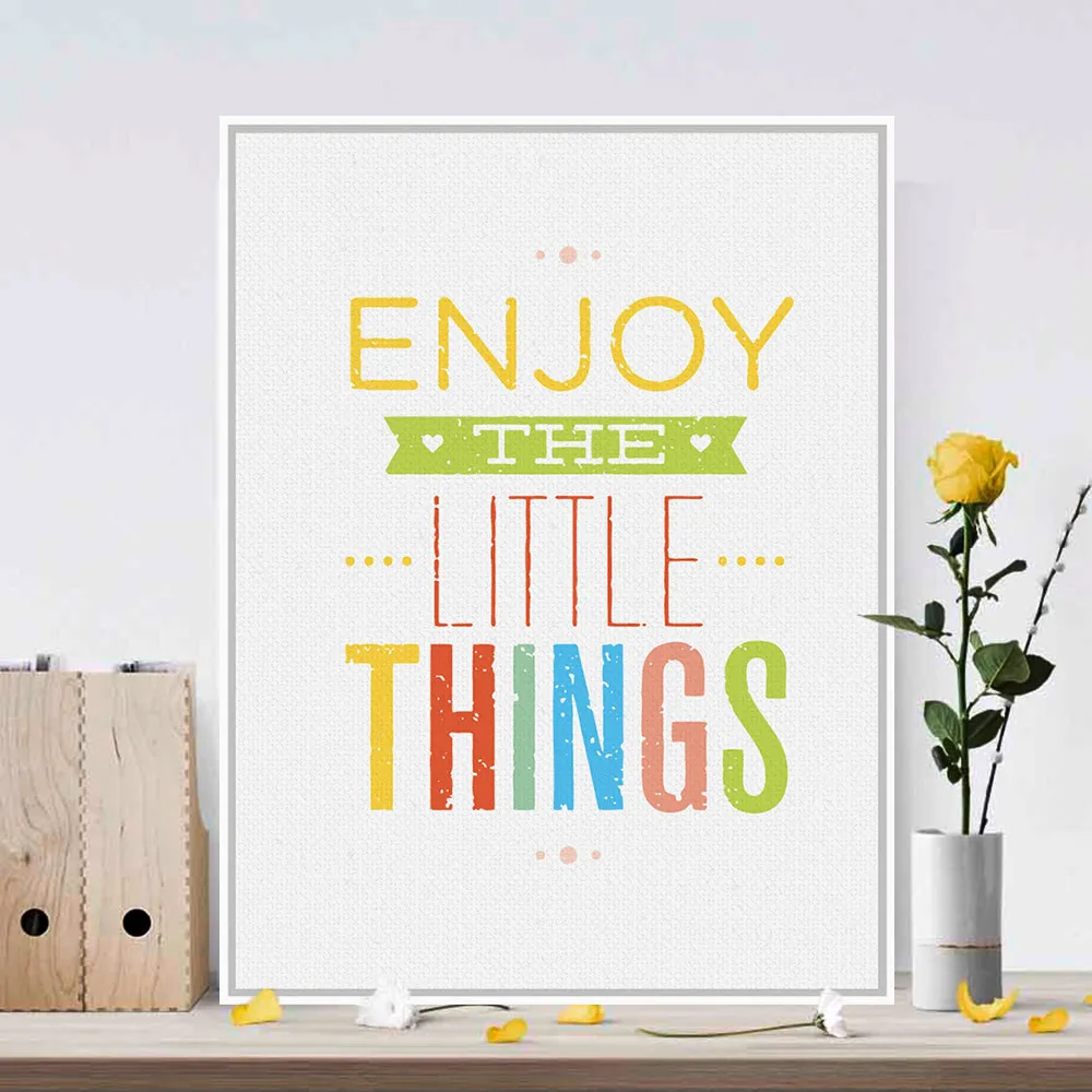 Motivational Typography Life Quotes Poster English Alphabet Wall Picture Canvas Painting No Framed Kids Room Decor in Painting & Calligraphy from Home