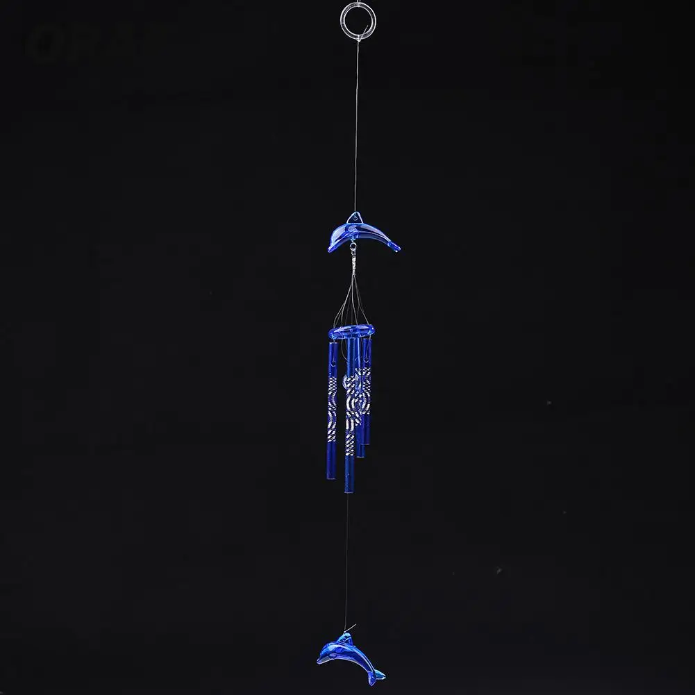 

Dolphin Wind Chime Bell Metal Tubes Home Hanging Decor Blessing Good Luck
