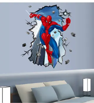 

60*90CM 3D Popular Spiderman Cartoon Movie home decal wall sticker/adesivo de parede for kids room decor child gifts HCX018