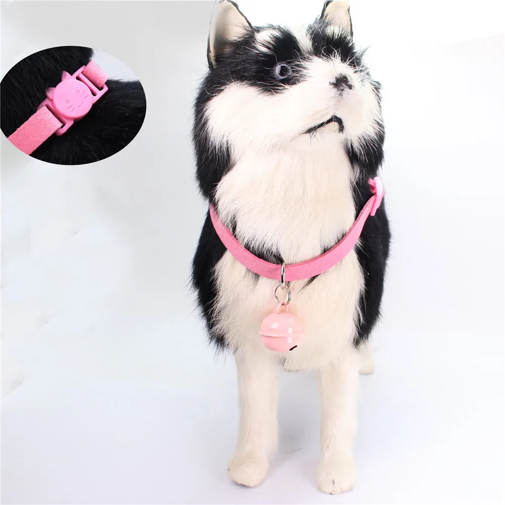 

Microfiber Cat Head Pet Dog Adjustable Collar Cat Puppy Necklace With Bell dieren benodigheden hond dog collar Dropship